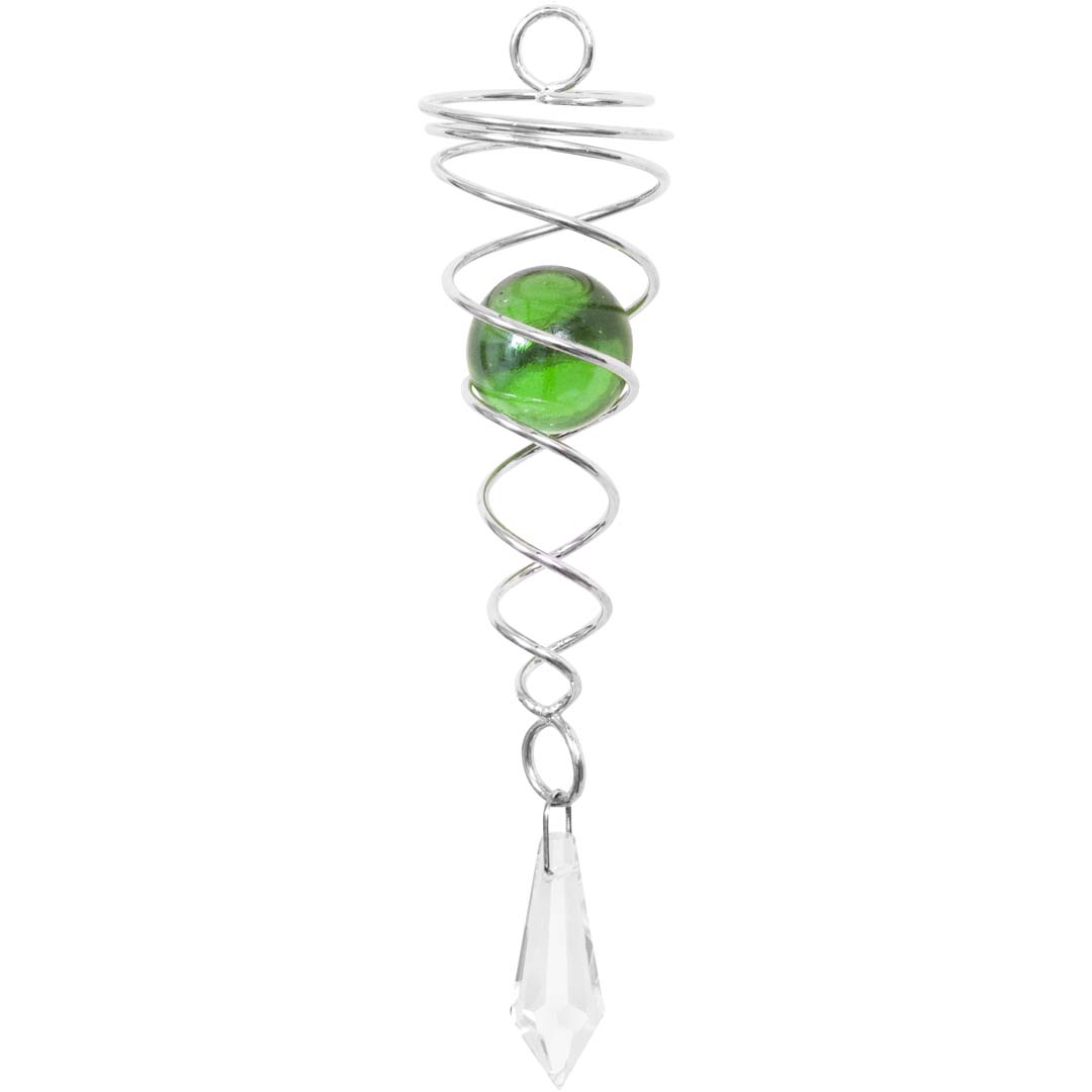Kinetic Art: Metal Hanging Wind Spinner Accessory: Crystal Twist 15 cm (green)