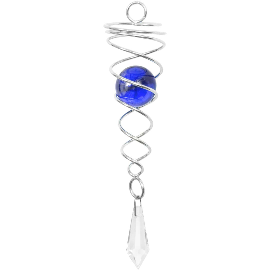 Kinetic Art: Metal Hanging Wind Spinner Accessory: Crystal Twist 15 cm (blue)