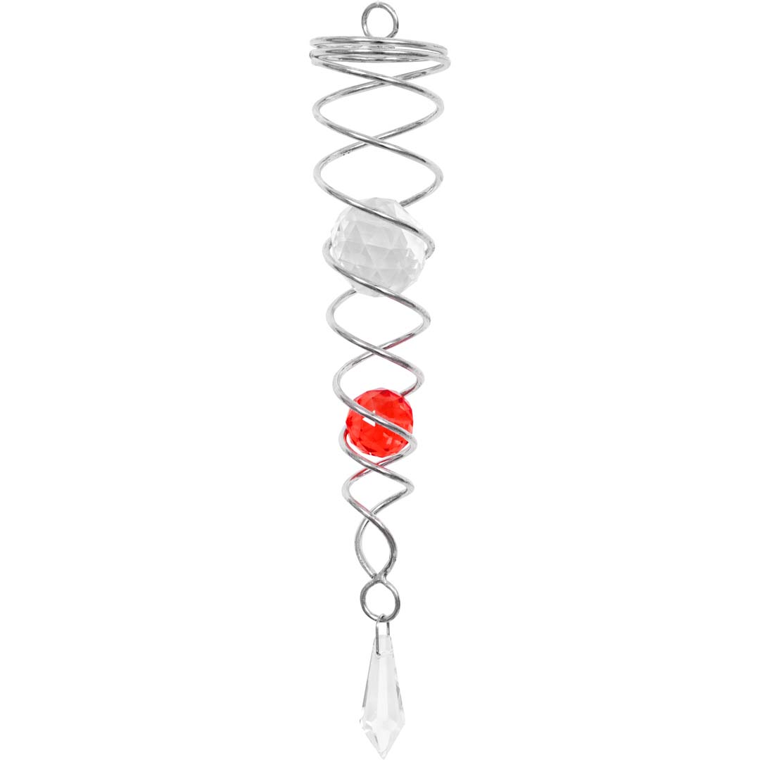Kinetic Art: Metal Hanging Wind Spinner Accessory: Crystal Twist 24 cm (red)