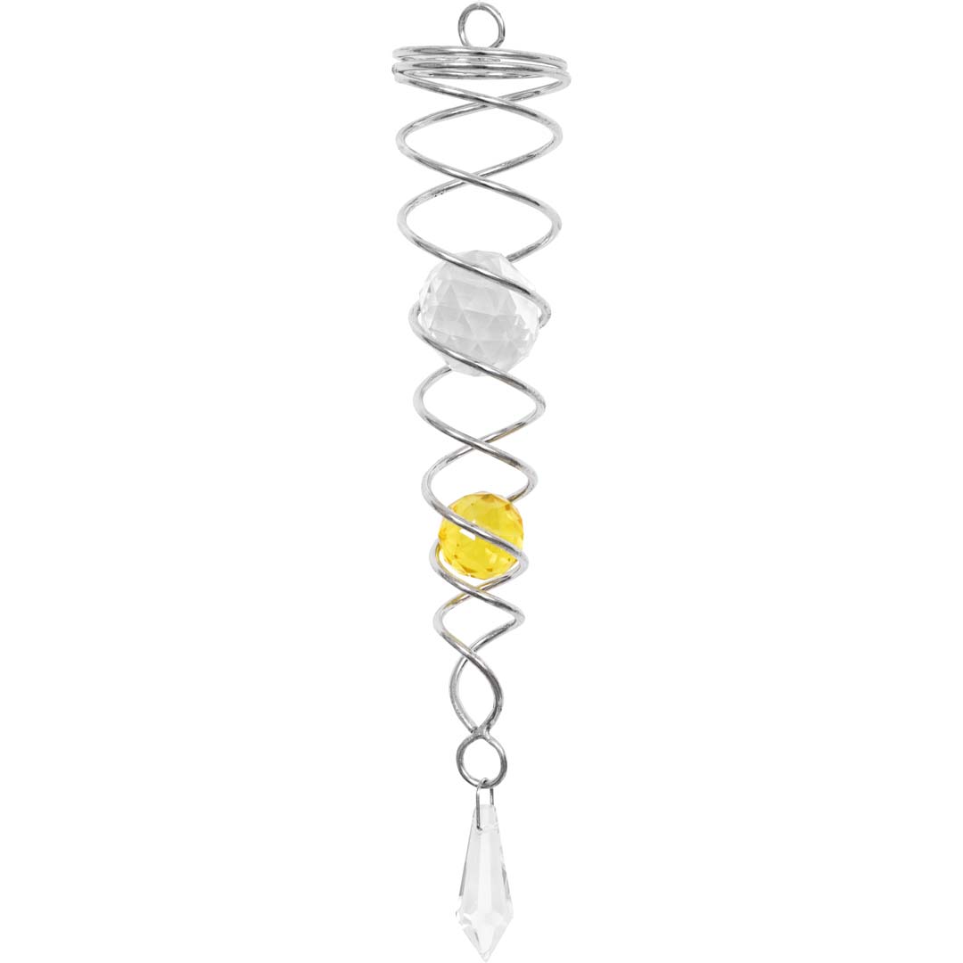 Kinetic Art: Metal Hanging Wind Spinner Accessory: Crystal Twist 24 cm (yellow)