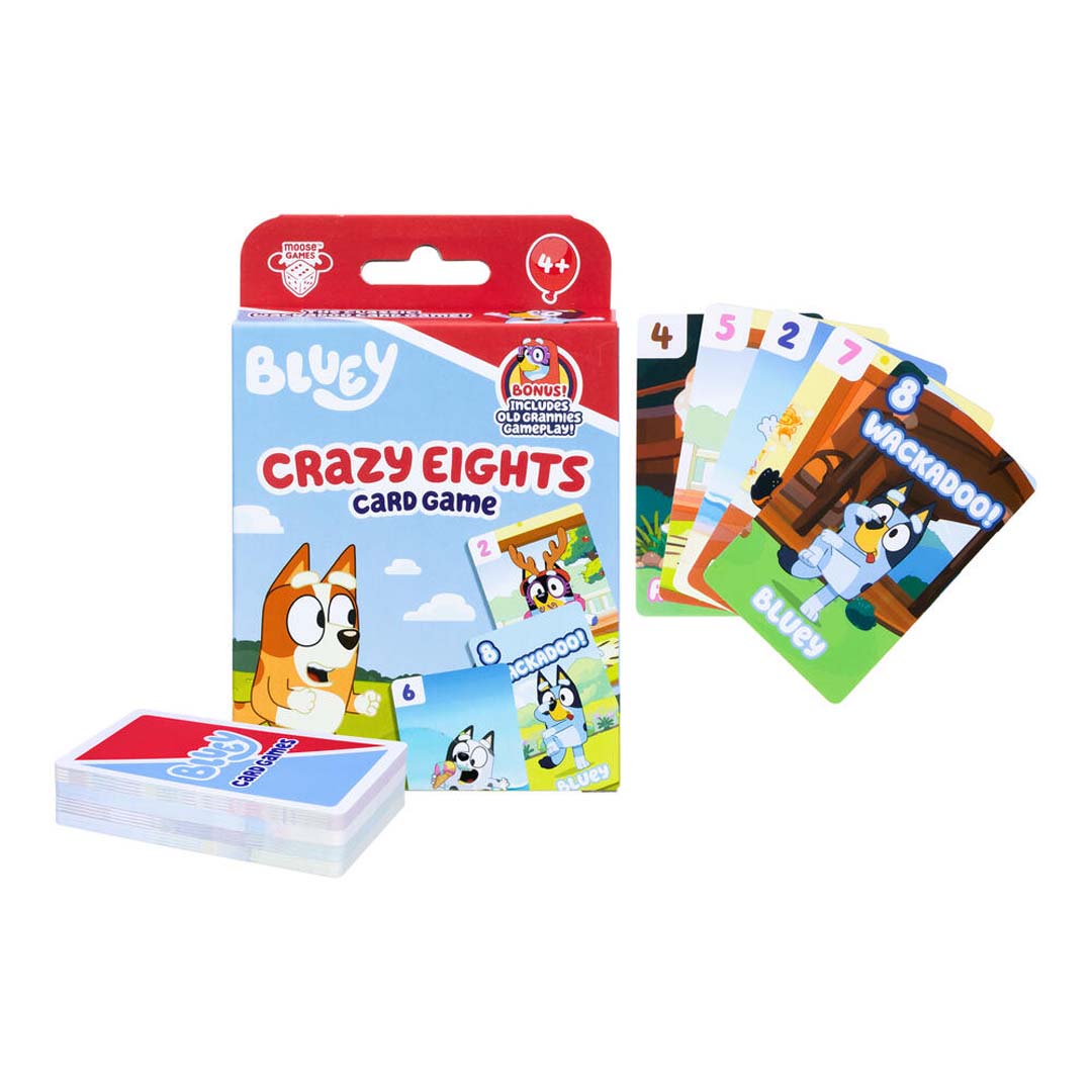 Moose Toys Games: BLUEY Kartenspiel - Verrückte Achten (Crazy 8s)