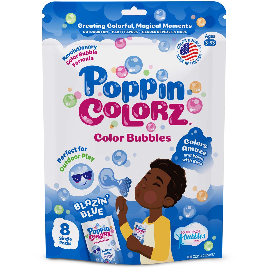 South Beach Bubbles: PoppinColorz Party Packs - farbige Seifenblasen (Blau)