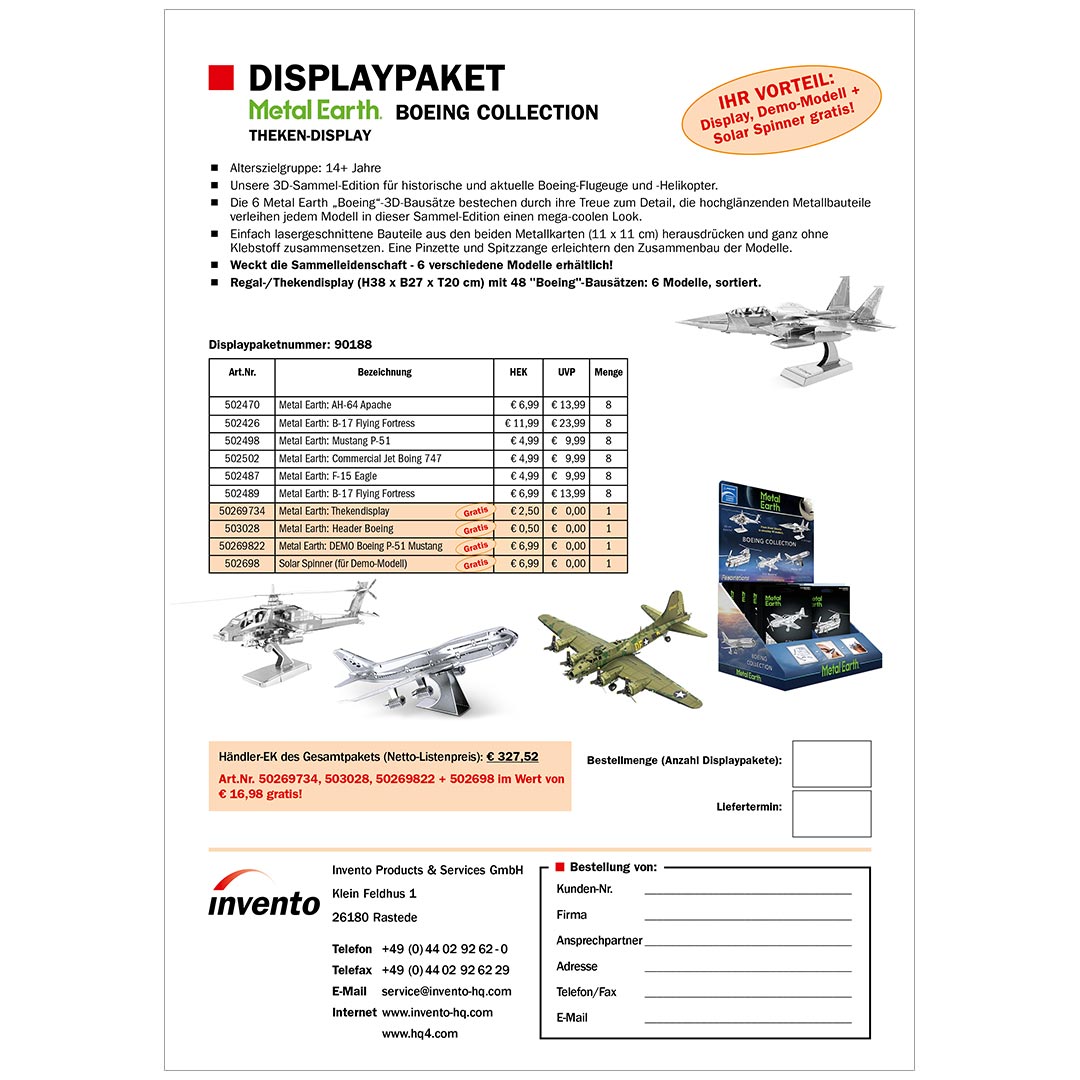 Displaypaket Metal Earth Boeing